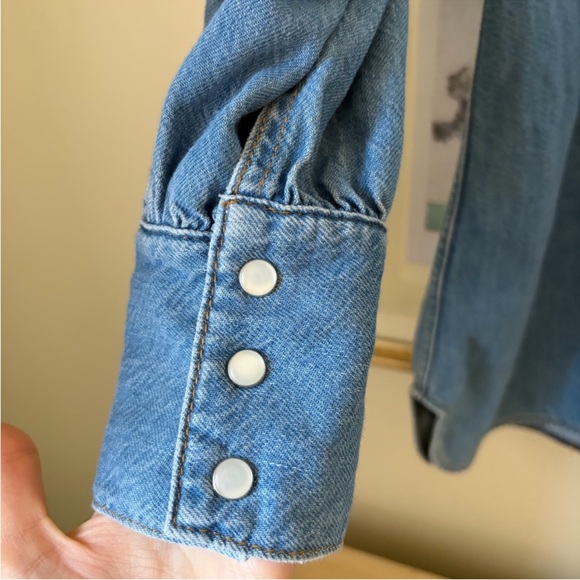 Ganni Blue Denim Shirt Dress with Back Cutouts - Picture 15 of 15